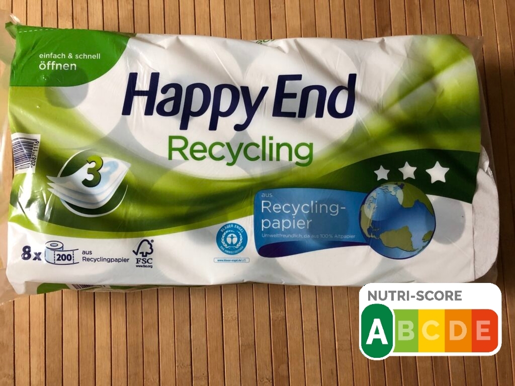 Happy End Recycling Toilettenpapier mit Nutriscore A