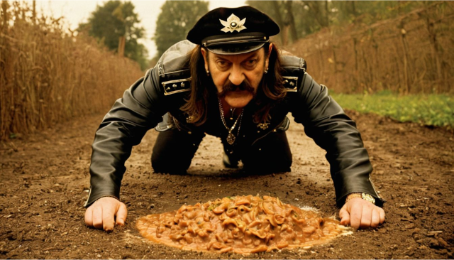 AI Image generated by prompt "Or jeans, or beef stroganoff, or every other time lemmy immediately runs a new joke into the ground and continues to do so far beyond when the joke is completely dead"